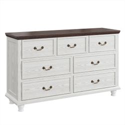 Dresser For Bedroom With 7 Drawers, 54" Wide Modern Chest Of Drawers With Hidden Jewellery Drawer, Storage Dressers Organizer 