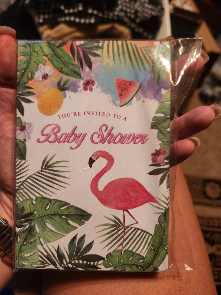 New Baby Shower Flamingo Invitations (30 Cards Only)
