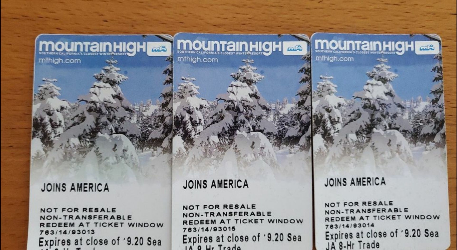 Mountainhigh ski resort 3 tickets