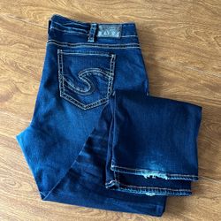 Silver Jeans Co. Dark Wash Suki Straight Western Glove Denim Jeans Plus Size 22
