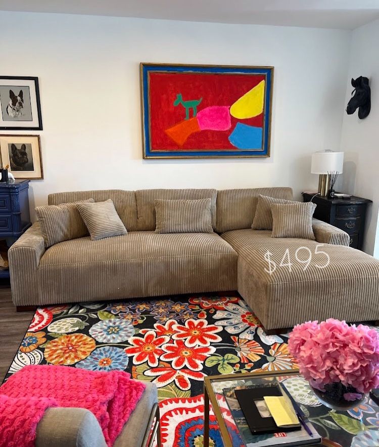 XL Corduroy Sectional Sofa Set