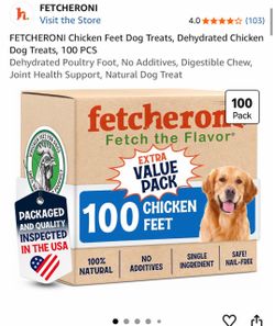 Fetcheroni Chicken Feet Dog Treats 100 Pack