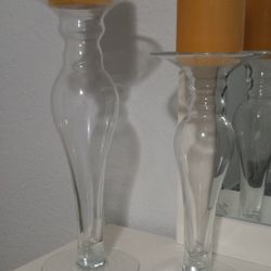 2 Large Candlestick Candel Holders....with Candels. 