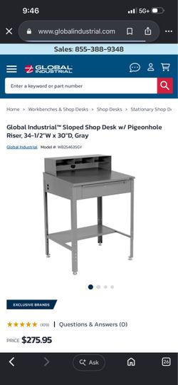 Global Industrial Shop Desk with Pigeonhole Riser