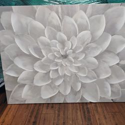 39x30 White Flower Canvas Artwork