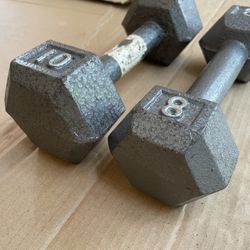 8 lb And 10 lb Dumbbells ( 1 of Each)