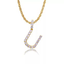 18K Gold Pl Stainless Steel Letter CZ