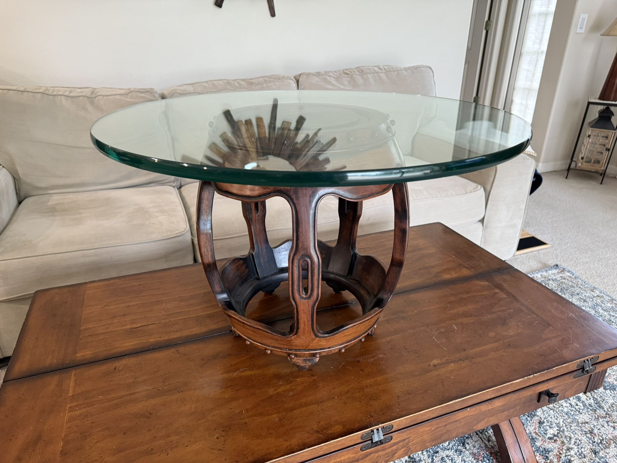 Vintage Asian Drum Stool, Coffee / Bistro Table