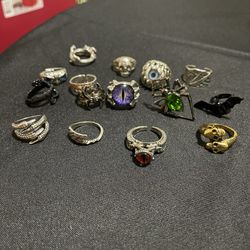 Spooky & Creepy Set of 15 Adjustable Costume Jewelry Rings
