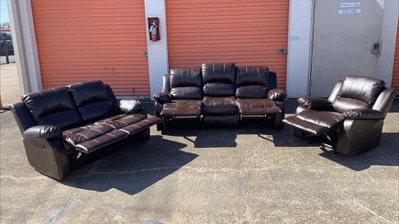 Brown leather recliner sofas
