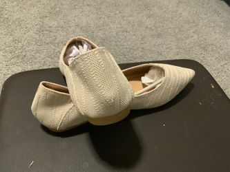 Cream Woven Pointed-Toe Ballet Flats