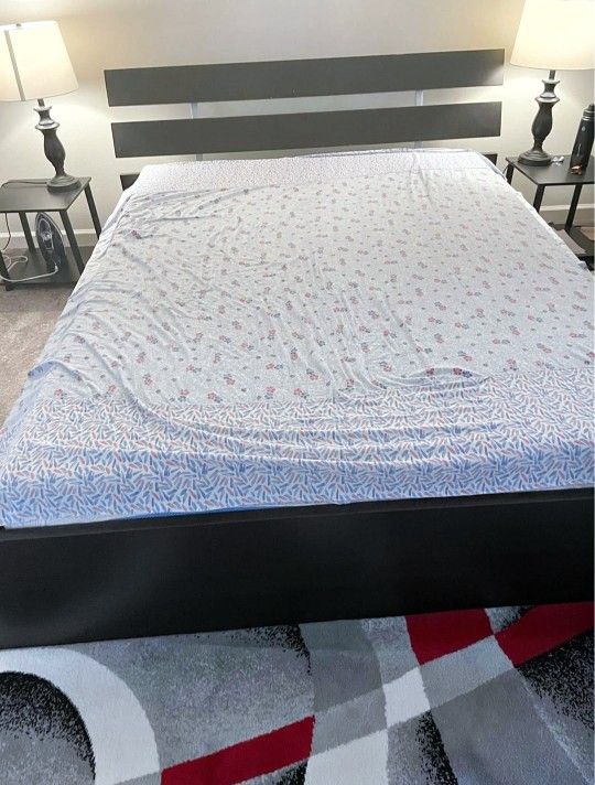Queen Ikea Hopen Bed Frame with Memory Foam Mattress