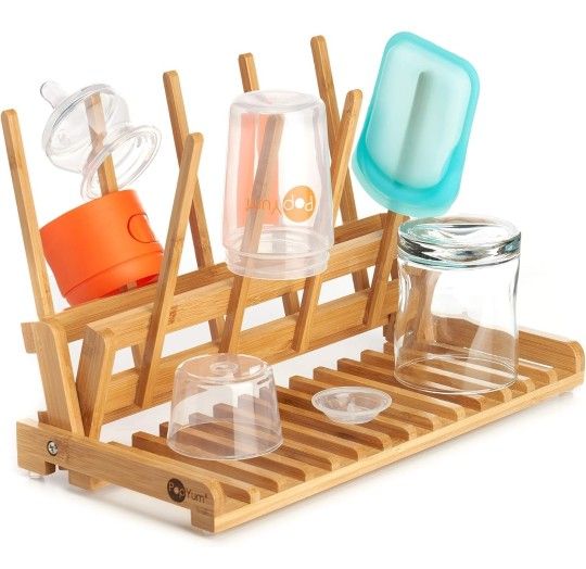 New Space Saving Bamboo Drying Rack, Counter countertop Wood Folding Collapsible