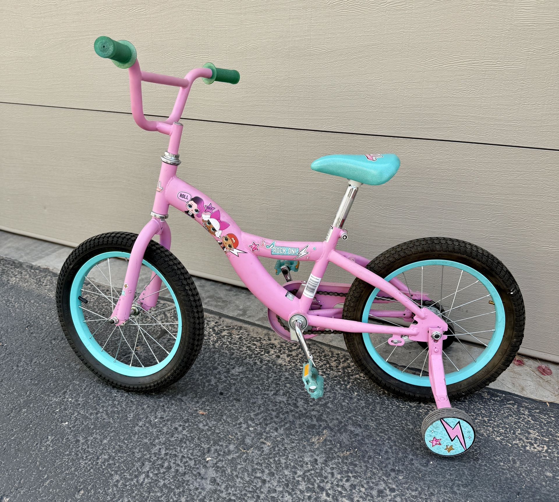 LOL Surprise kids bike, 16-inch wheel, Girls, Pink with training wheels