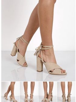 Schutz Damila kid Wrap Block Suede Oyster