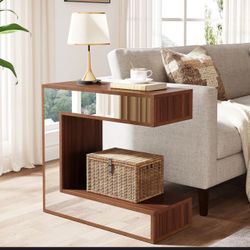 Narrow End Table With Storage Shelf