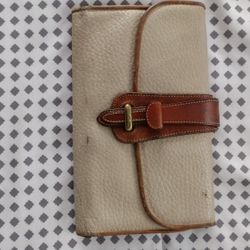 DOONEY & BOURKE ALL WEATHER VINTAGE VERY RARE EQUESTRIAN CHECKBOOK WALLET BONE