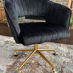 Black Velvet Swivel Office Chair 