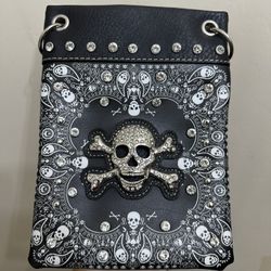 Chic Bag Rhinestone Embellished Skull Crossbody Bag 
