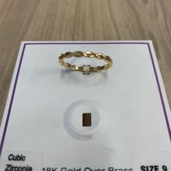 18k Gold Over Brass Size 9 Ring