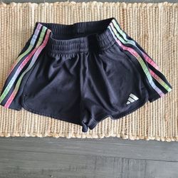 Adidas Tricolor 3 Stripe Logo Regular Fit Elastic Waist Shorts Youth Sz S 7/8