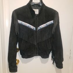 Wilson Suede fringe Women Jacket Embellished With Trim On Front & Back Yolk