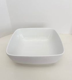 12.5" Square-ish White Ceramic Serving Bowl