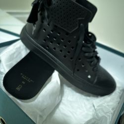 BUSCEMI 100MM Black Perforated Leather Sneakers size
