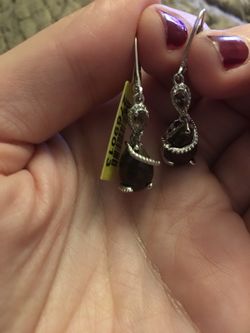 Dino bone & andalusite silver earrings