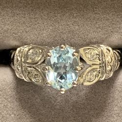 Avon Sterling Silver Blue Topaz Ring - Size 7