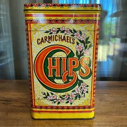 Vintage CARMICHAEL’S CHIP Metal Container Decor 