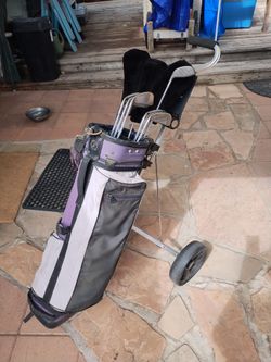 Golf Clubs With Bag And Caddy / Cart ⛳