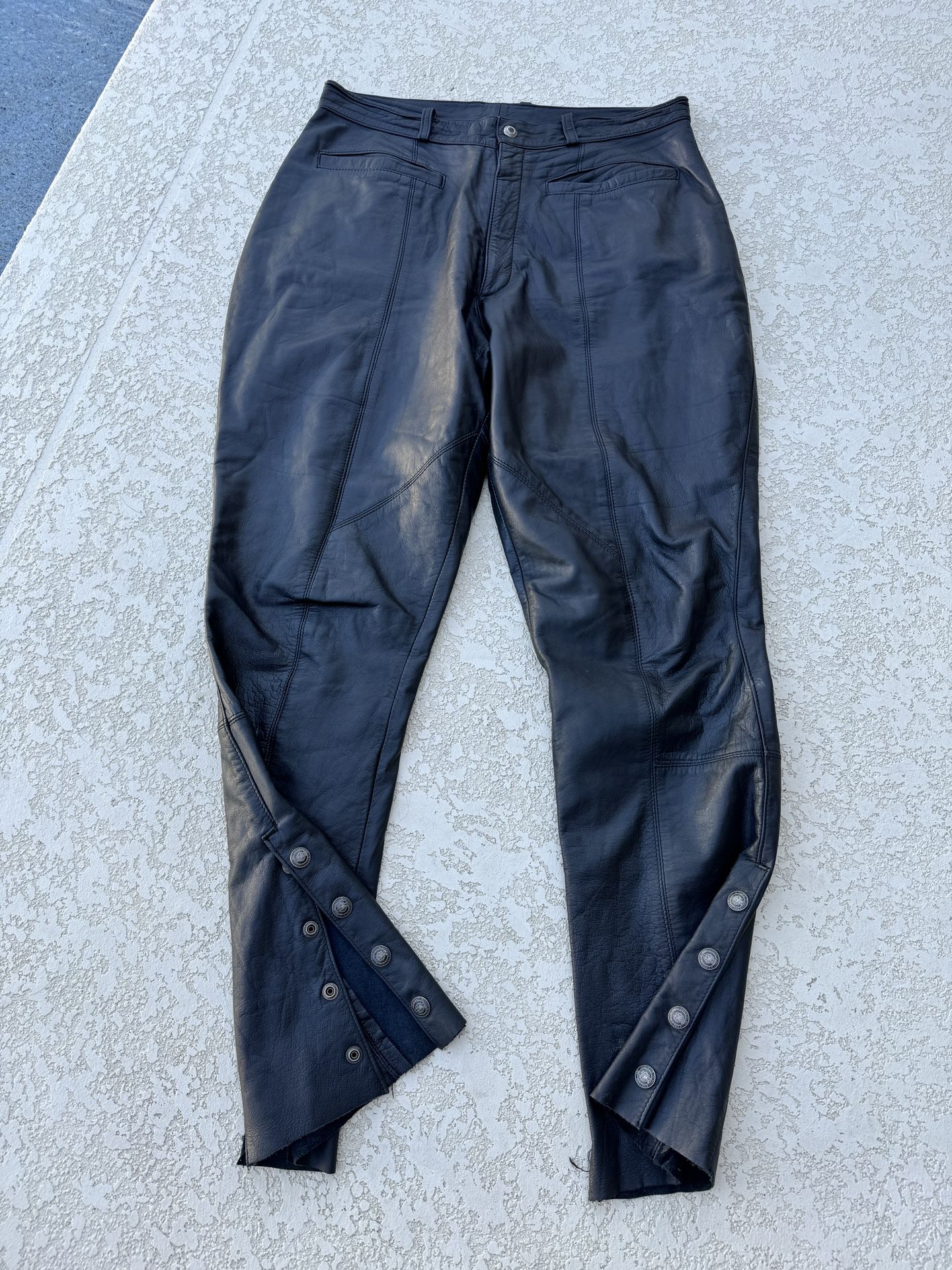 Harley Davidson, motorcycle leather riding pants.