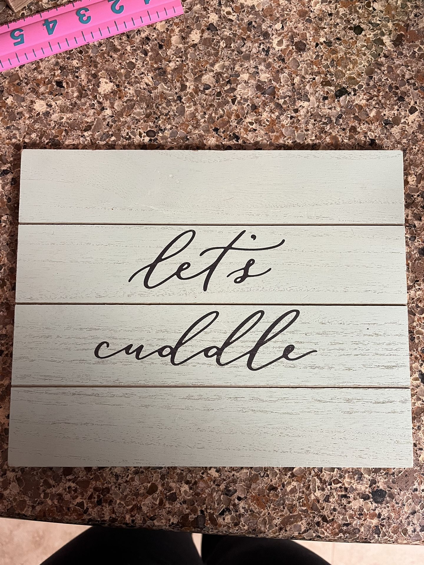 let’s cuddle wood sign decor cursive home decor sign 