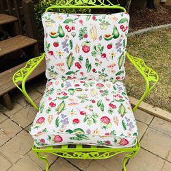 Vintage Iron Chair with Cushions