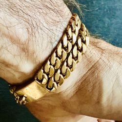 1950s Vintage 14k Solid Double Cuban Link Bracelet 