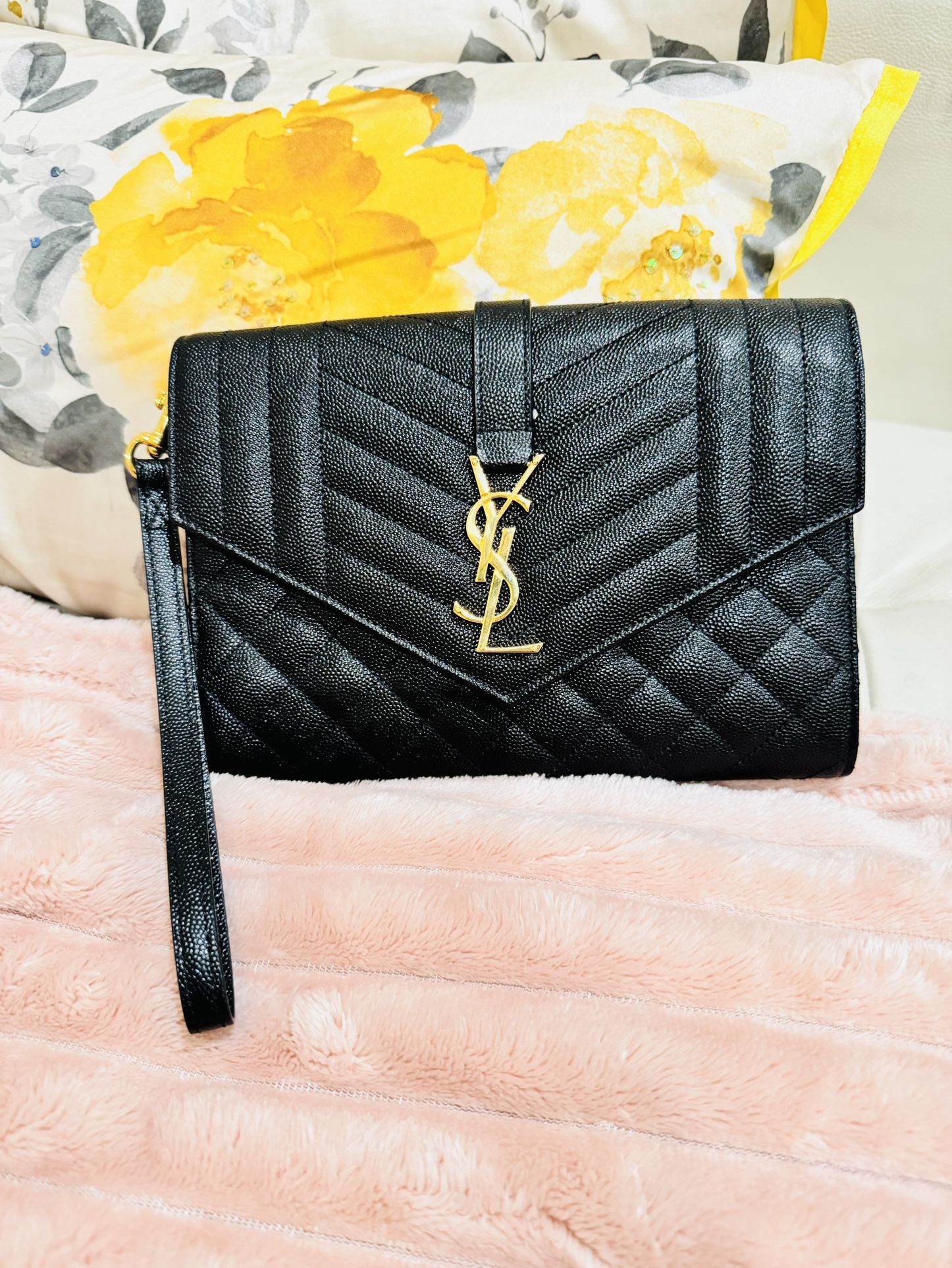 100% Authentic YSL Pouch In Black