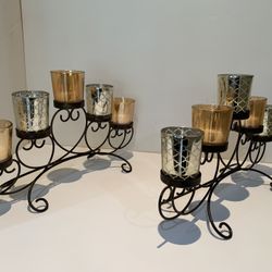 Two Candleholders With Glass Vases Use With Tealight Or Votive Candles 