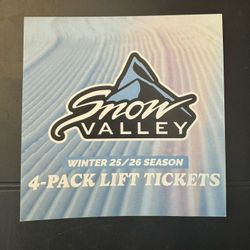 Snow Valley Snowboard Ski Lift Tickets 4-pack