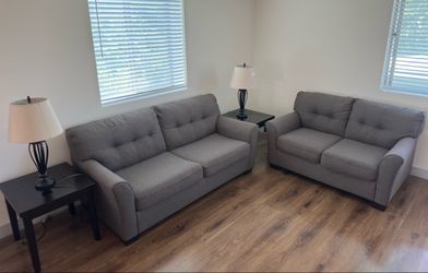 Living room set - couches, lamps, side tables