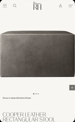 RH RESTORATION HARDWARE COOPER LEATHER RECTANGULAR STOOL: Retail $2848