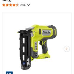 RYOBI ONE+ 18V AirStrike 16-Gauge Cordless Finish Nailer (Tool Only)