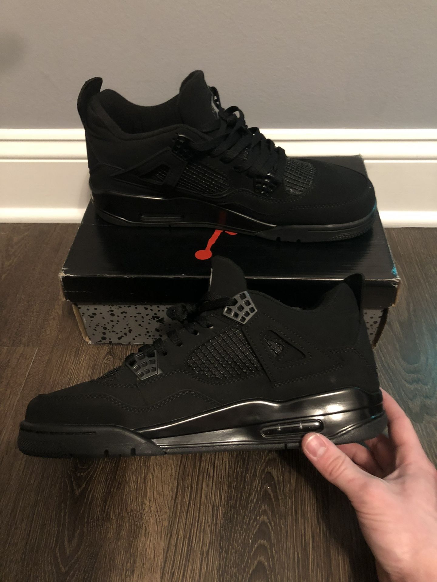 Black Cat Jordan 4s Size 11 for men
