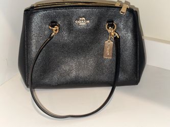 Coach Black Metallic Leather Satchel Handbag
