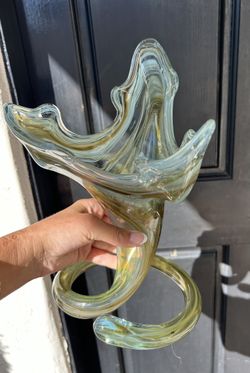 MCM Vintage Murano Art Glass Freeform Spiral Handblown Vintage Table Vase Centerpiece Collectible