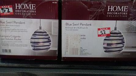 2x blue swirl pendant light