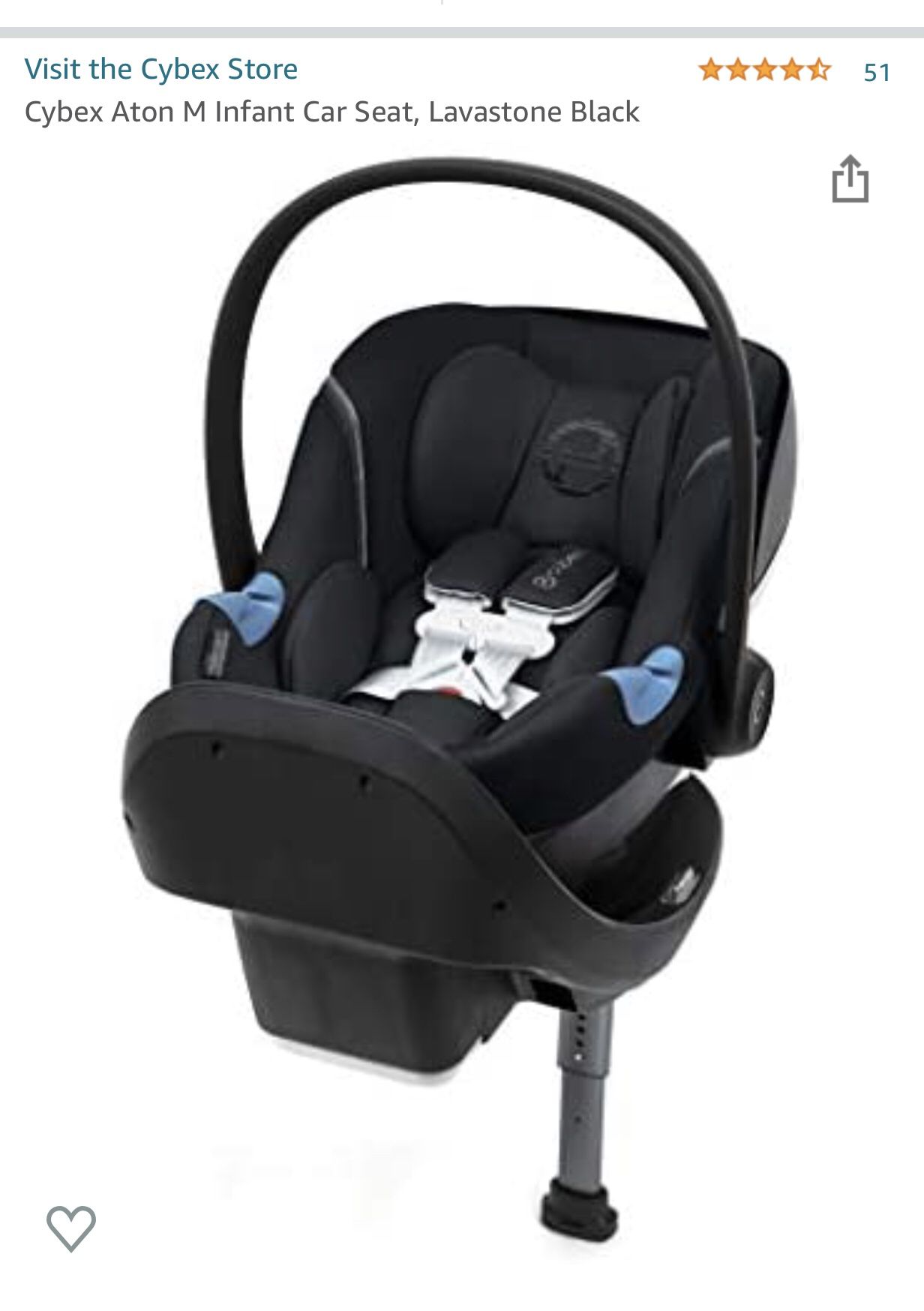 Cybex Aton M Infant Car Seat, Lavastone Black