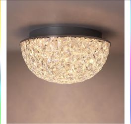 LED Ceiling Light Fixture Flush Mount, Crystal Chandelier Modern Ceiling Light for Kitchen, Hallway, Living Room, Foyer, Closet, 12In 15W 1640LM, 3/4/