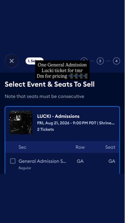 One General Admission Lucki Concert Ticket