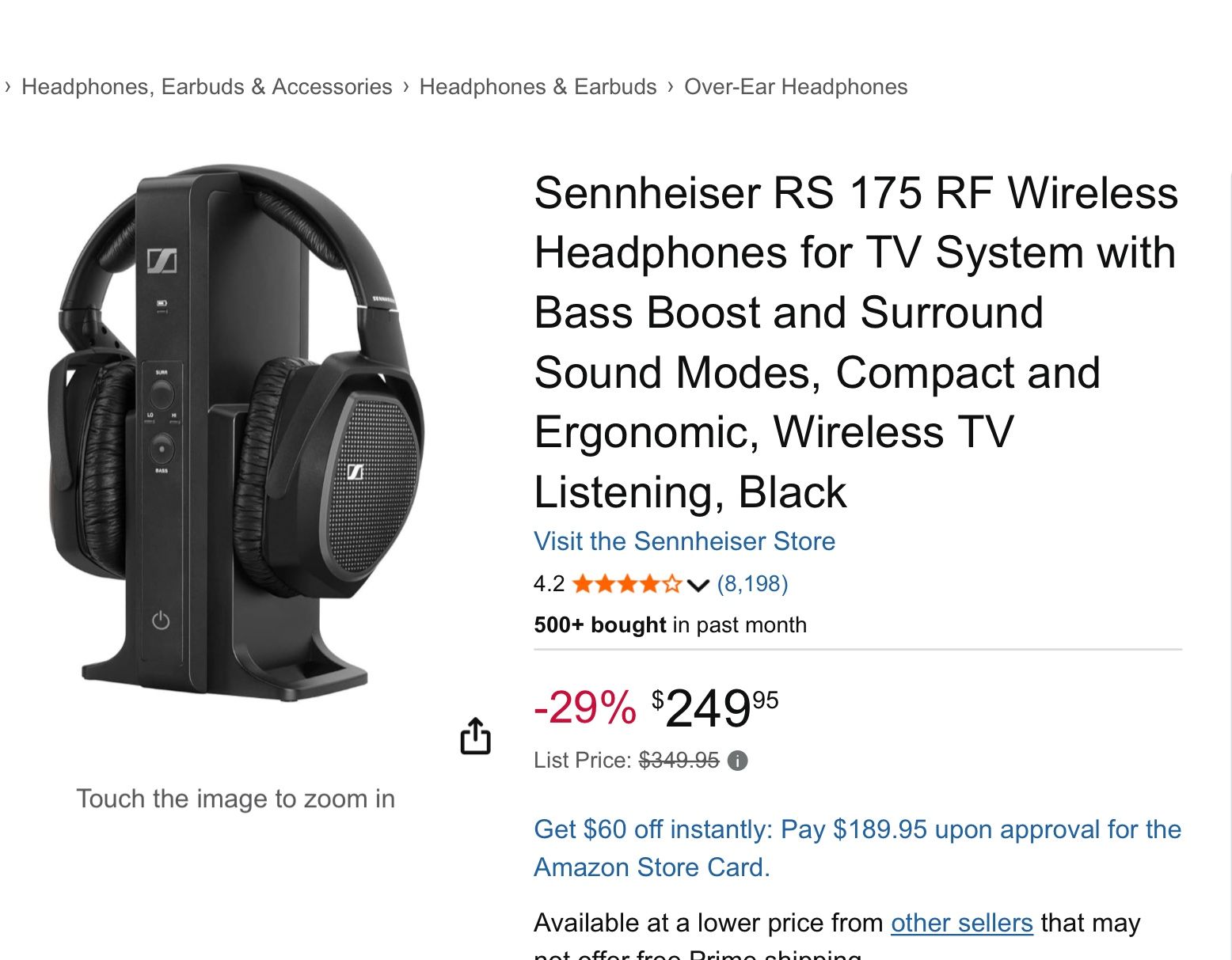 Sennheiser HDR175 Wireless TV Headphone Great for Hearing Issues or Keeping a Quiet Space